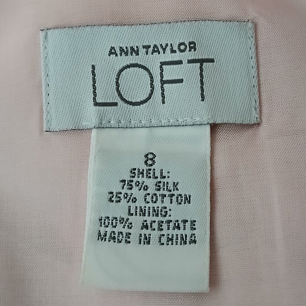 Ann Taylor LOFT Skirt Size 8 Silk Blend Pink Floral Side Zip Lined Flared - Picture 8 of 9